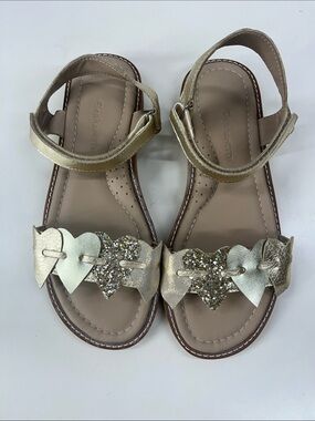 New ELEPHANTITO Caro Cuore Kids Heart Sandals in Gold Leather Size 2